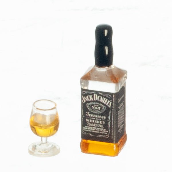 Mini Whiskey & Wine Bottle Set - 1:12 Scale Dollhouse Accessories, Realistic Bar Model Decorations