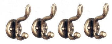 1:12 Scale Brass Coat Hooks (4 pack) - Mini Materials