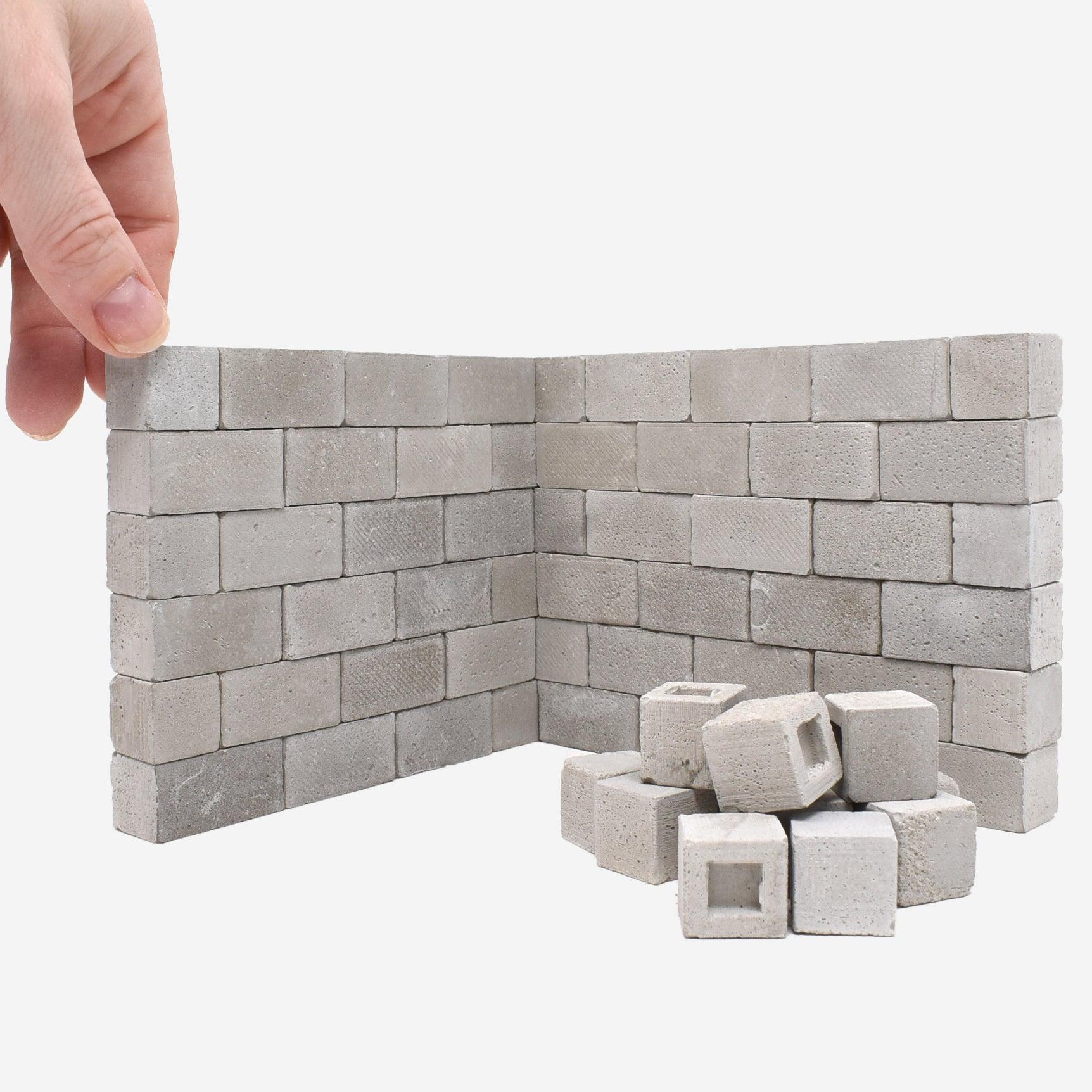 1:12 Scale Mini Construct-A-Block Half Concrete Blocks (15pk