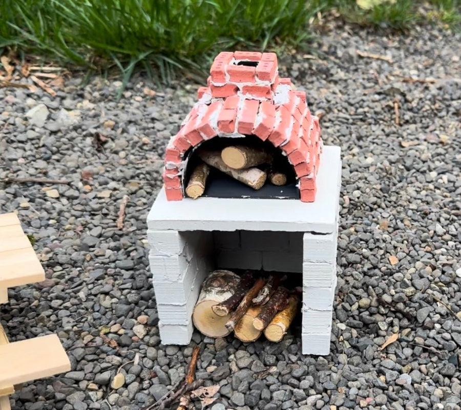 Cinder Block Homemade Outdoor Oven 1:12 Scale Brick Pizza Oven Kit