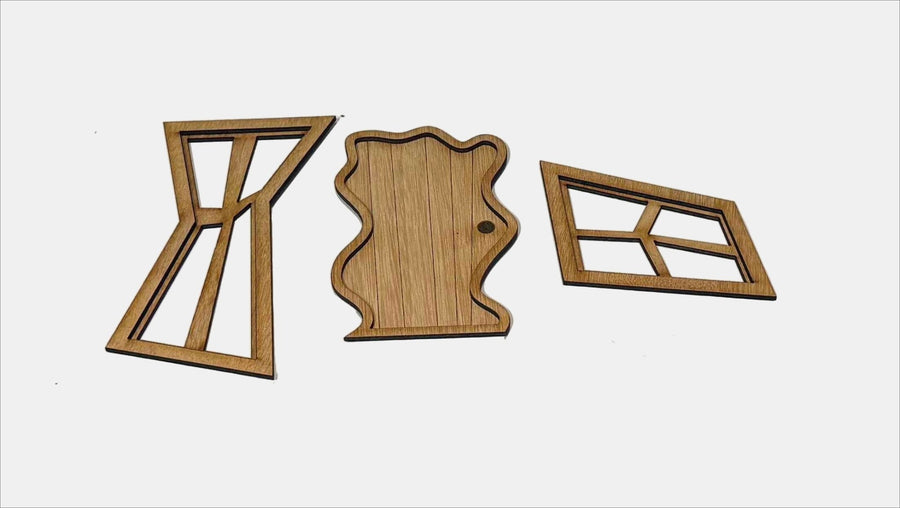 Crooked Fairy Garden Kit with Curvy Doors and Two Windows - Mini Materials