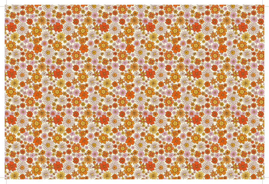 Retro Floral Print Wallpaper - Mini Materials