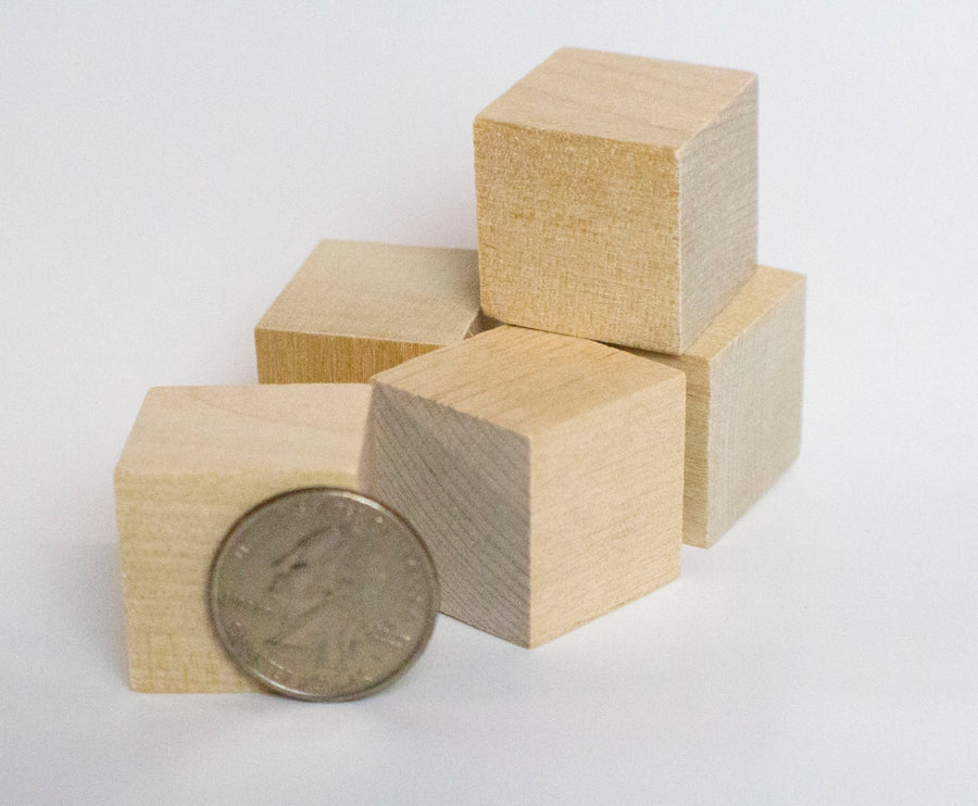 Wooden Cube - 1 inch (5 pack) - Mini Materials
