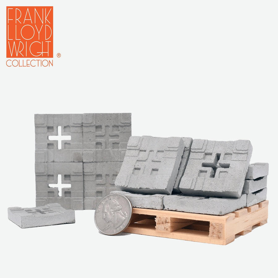 1:12 Scale Millard Concrete Textile Blocks (16pk) - Frank Lloyd Wright Collection - Mini Materials