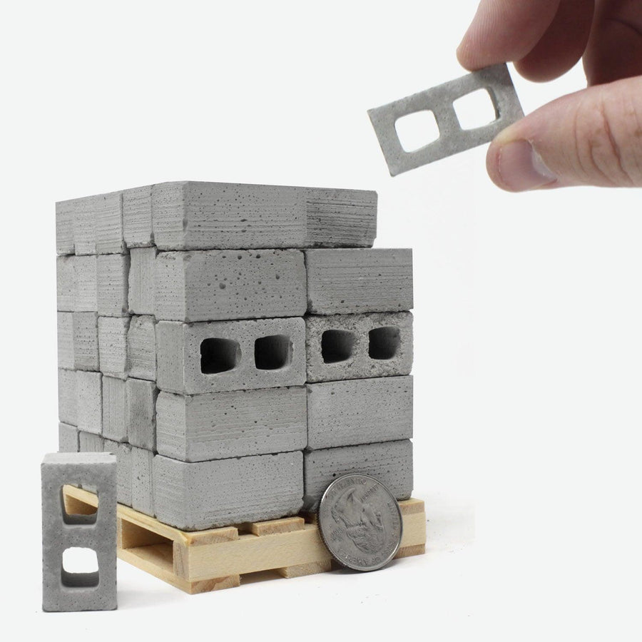 Mini Materials 1:12 Scale Half Cinder Blocks, 15-Pack