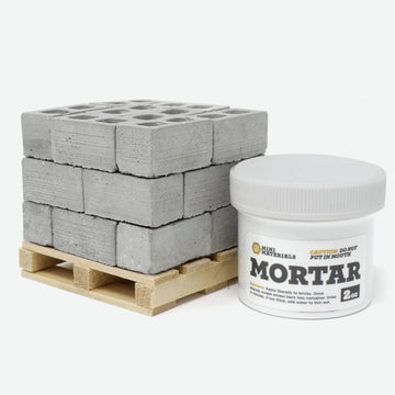 1:12 Scale Mini Cinder Block Pallet Kit with Mortar - Mini Materials