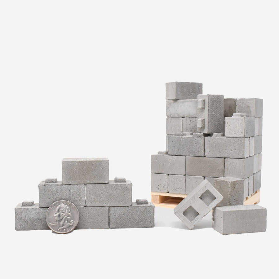 1:12 Scale Mini Construct-A-Block Concrete Blocks on Pallet (50pk) - Mini Materials
