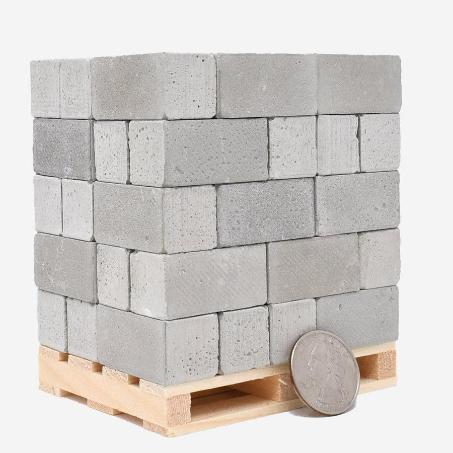 1:12 Scale Mini Construct-A-Block Concrete Blocks on Pallet (50pk) - Mini Materials