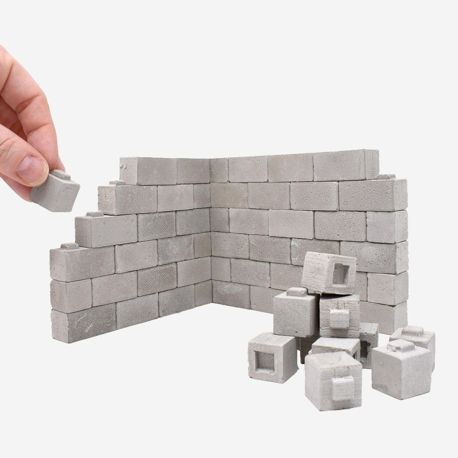 1:12 Scale Mini Construct-A-Block Half Concrete Blocks (15pk) - Mids - Mini Materials