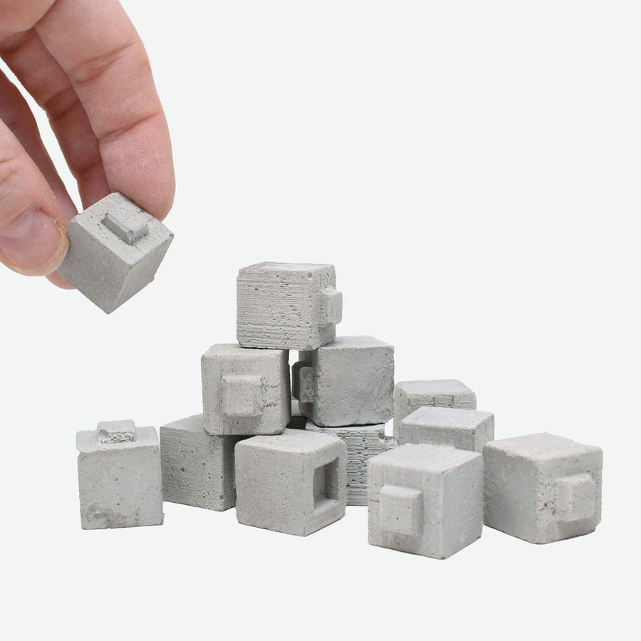 1:12 Scale Mini Construct-A-Block Half Concrete Blocks (15pk) - Mids - Mini Materials