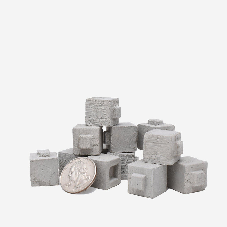 1:12 Scale Mini Construct-A-Block Half Concrete Blocks (15pk) - Mids - Mini Materials