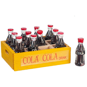 1:12 Scale Mini Glass Cola Bottles + Crate - Mini Materials