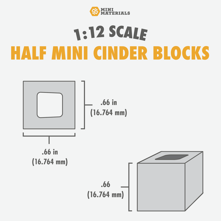 Mini Materials 1:12 Scale Half Cinder Blocks, 15-Pack