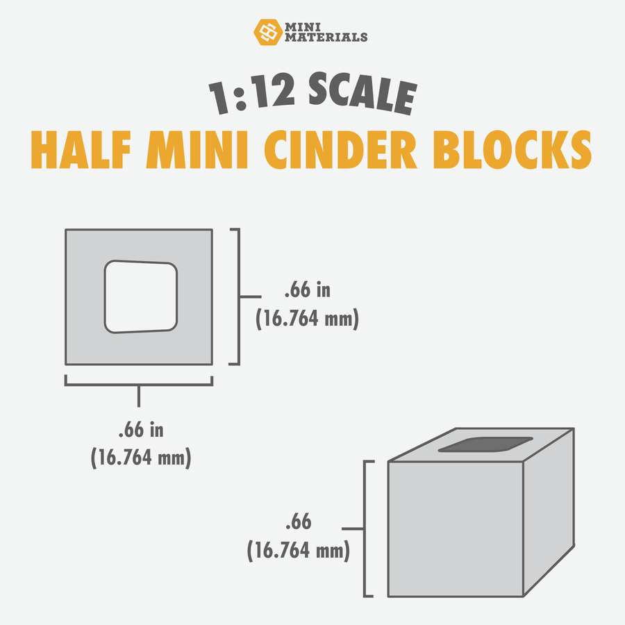1:12 Scale Mini Half Cinder Blocks (15pk) - Mini Materials