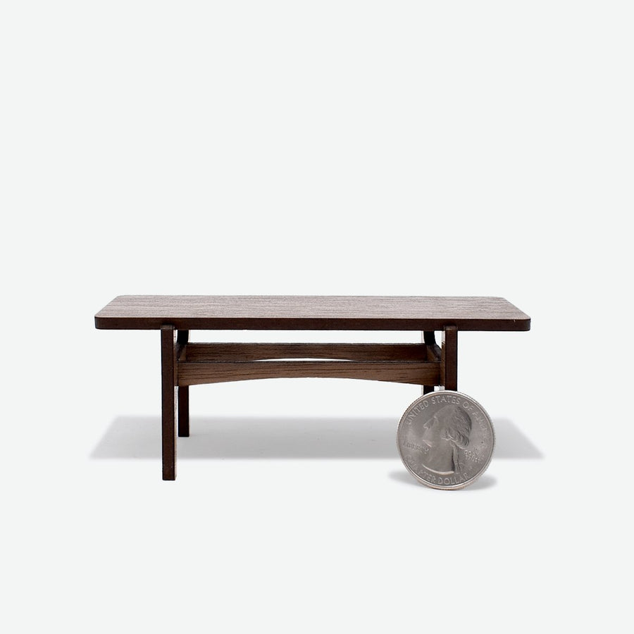1:12 Scale Mini Mid-Century Modern Coffee Table (Walnut) - Mini Materials