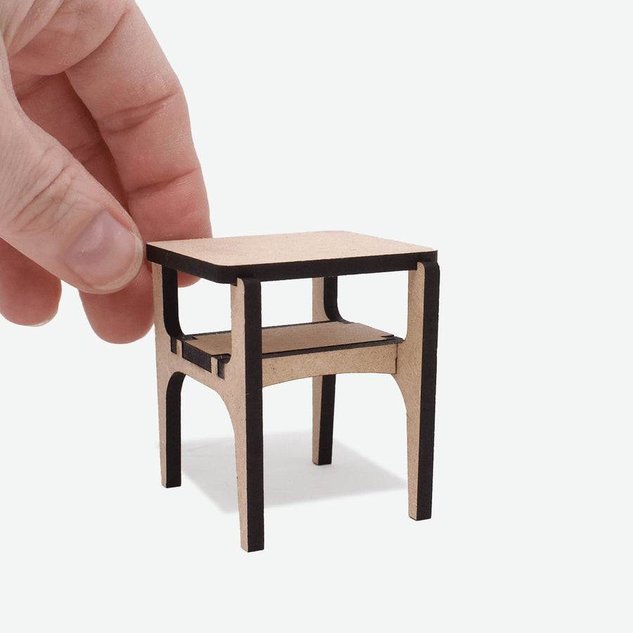 1:12 Scale Mini Mid-Century Modern Side Table (Unfinished) - Mini Materials