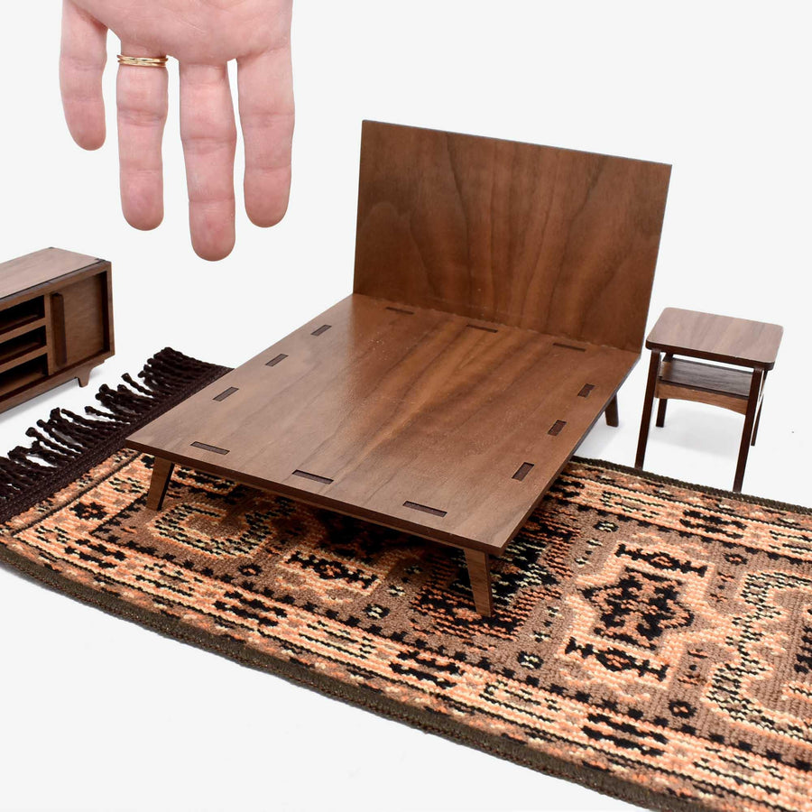 1:12 Scale Mini Mid-Century Modern Side Table (Walnut) - Mini Materials
