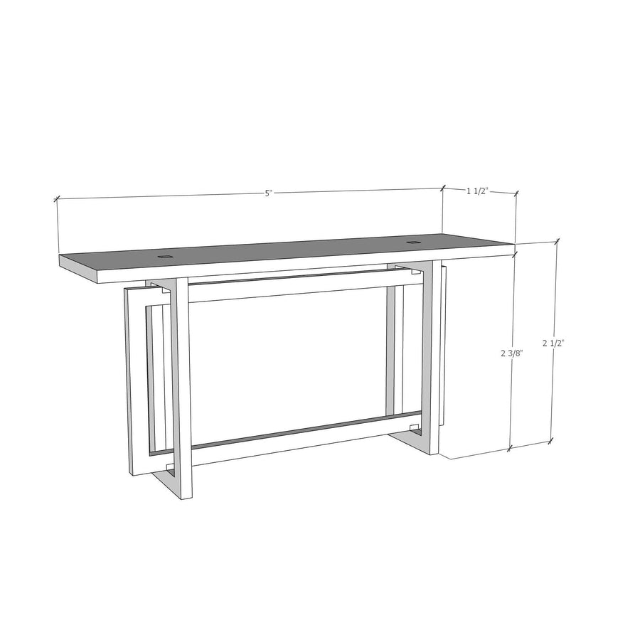 1:12 Scale Mini Modern Console Table (Basswood) - Mini Materials