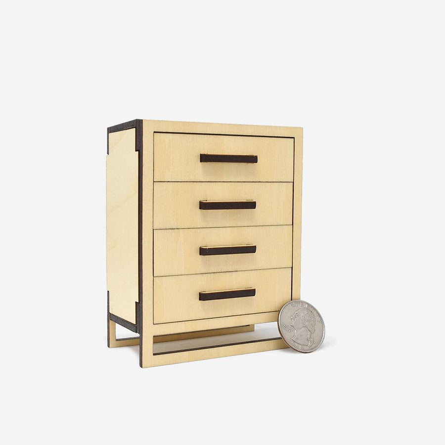 1:12 Scale Mini Modern Dresser (Basswood) - Mini Materials