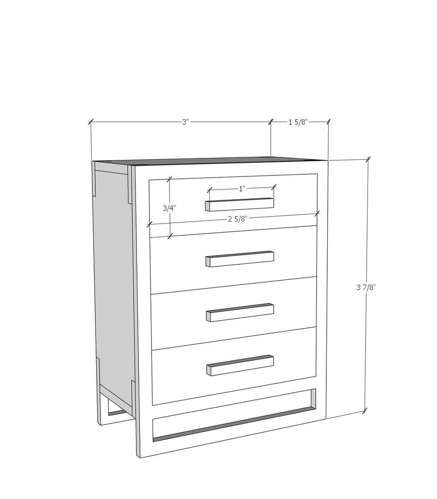 1:12 Scale Mini Modern Dresser (Basswood) 1:12 Scale Mini Modern Dresser (Basswood)