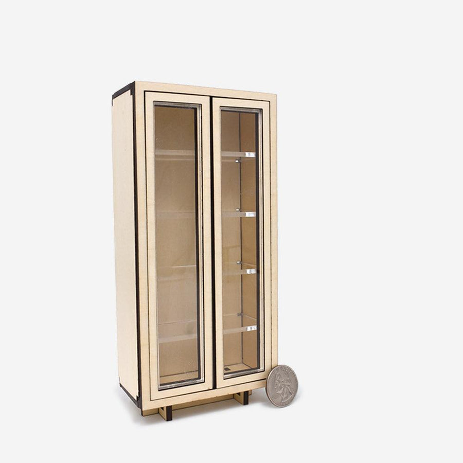 1:12 Scale Mini Modern Glass Cabinet (Basswood) - Mini Materials