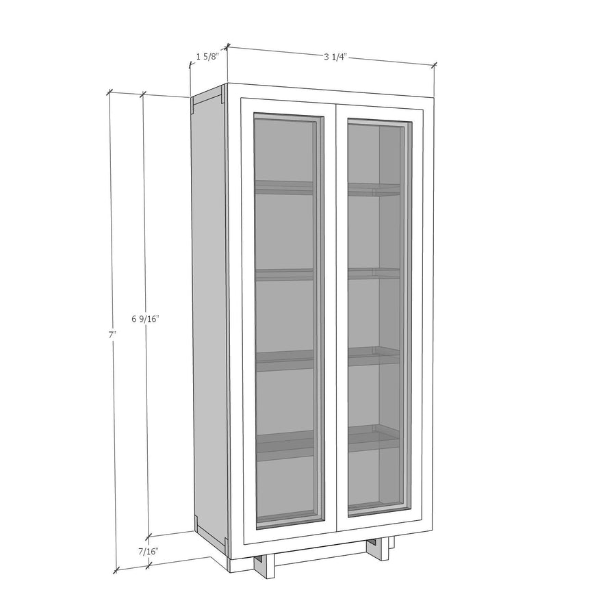 1:12 Scale Mini Modern Glass Cabinet (Basswood) - Mini Materials