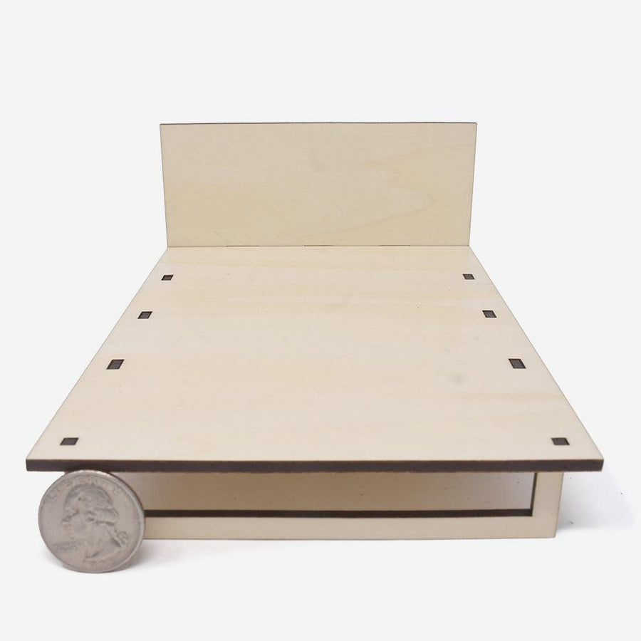 1:12 Scale Mini Modern Platform Bed (Basswood) - Mini Materials