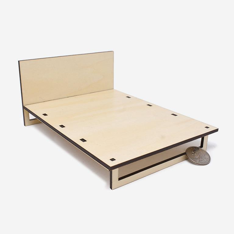 1:12 Scale Mini Modern Platform Bed (Basswood) - Mini Materials