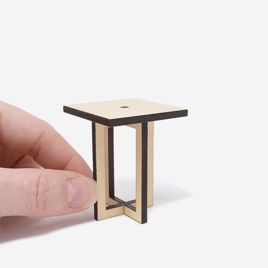 1:12 Scale Mini Modern Side Table (Basswood) - Mini Materials