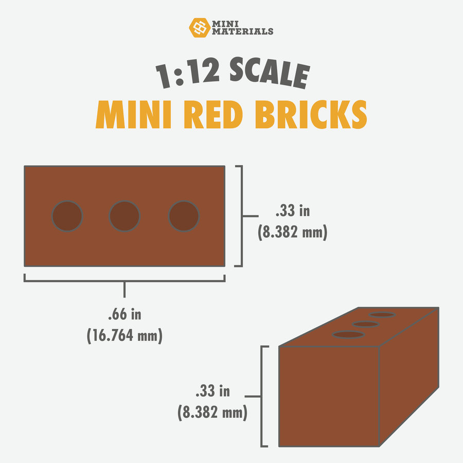 1:12 Scale Mini Red Bricks (50pk) - Mini Materials