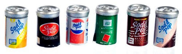1:12 Scale Mini Soda Cans (6 Cans) - Mini Materials