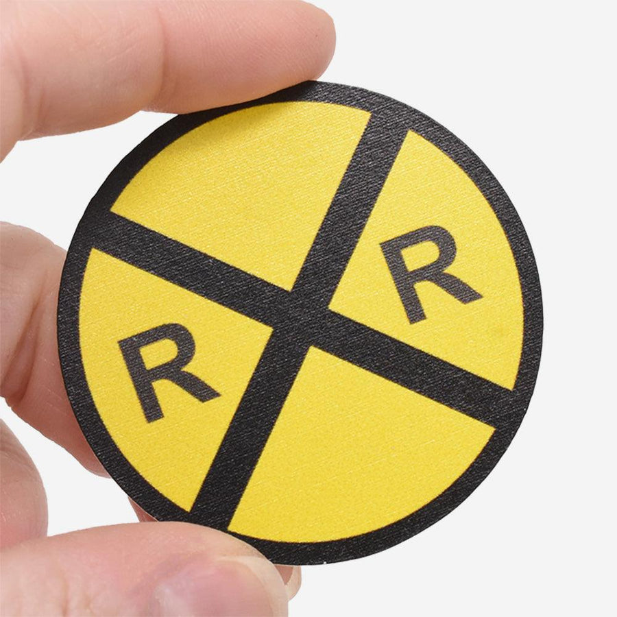 A Yellow R Sign Yellow Railroad Crossing Sign
