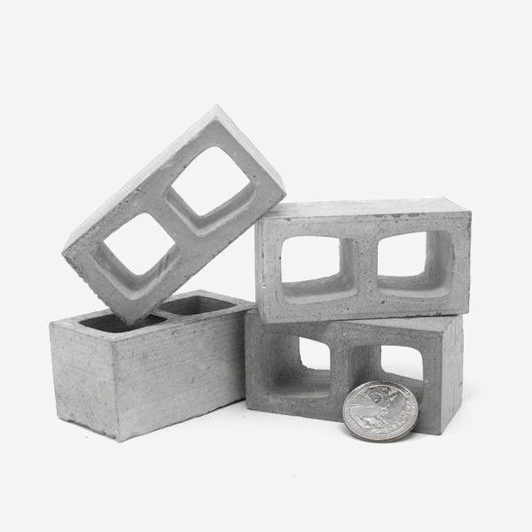 1:6 Scale Mini Cinder Blocks (4pk) - Mini Materials