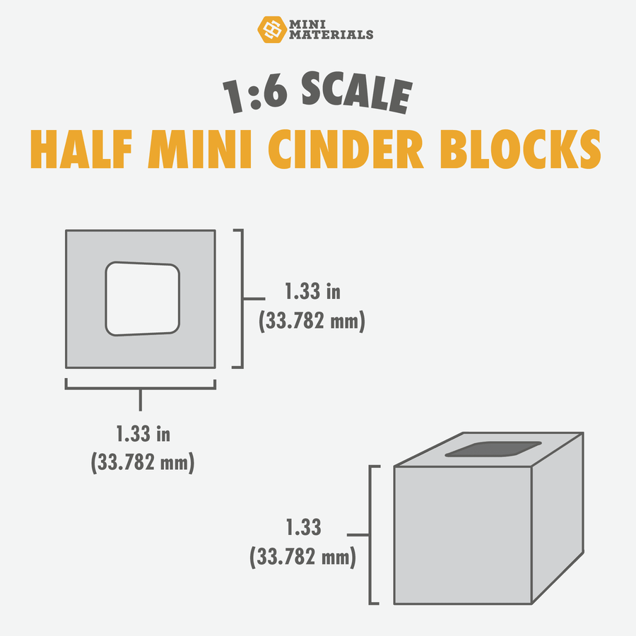 1:6 Scale Mini Half Cinder Blocks (2pk) - Mini Materials