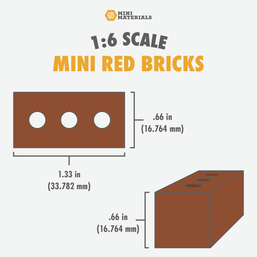 Miniature Red Bricks, 1:6 Scale, Blocks Perfect for Diorama