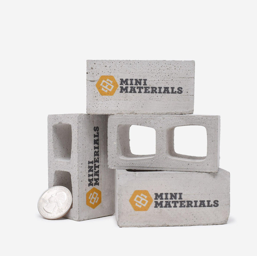 Custom Printed 1:6 Scale Mini Cinder Blocks - 4 Units - Mini Materials