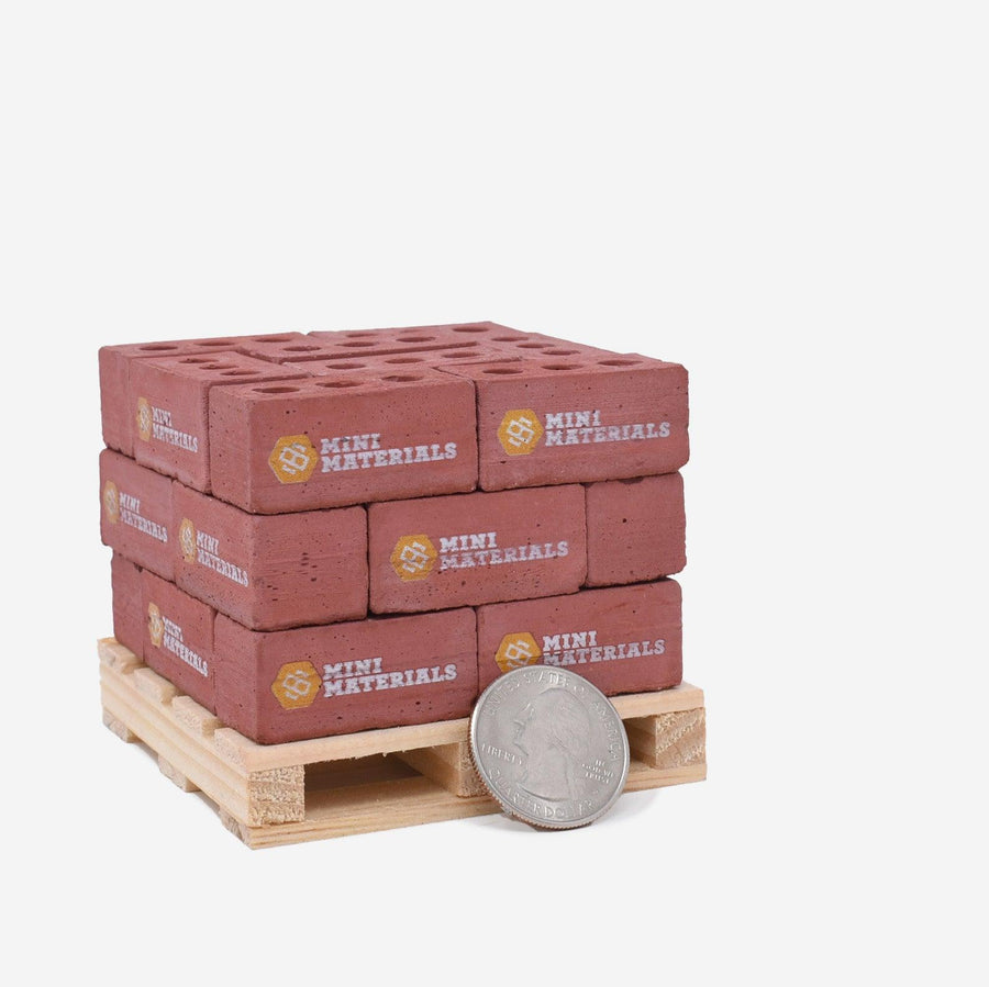 Custom Printed 1:6 Scale Mini Red Bricks on Pallet - Mini Materials