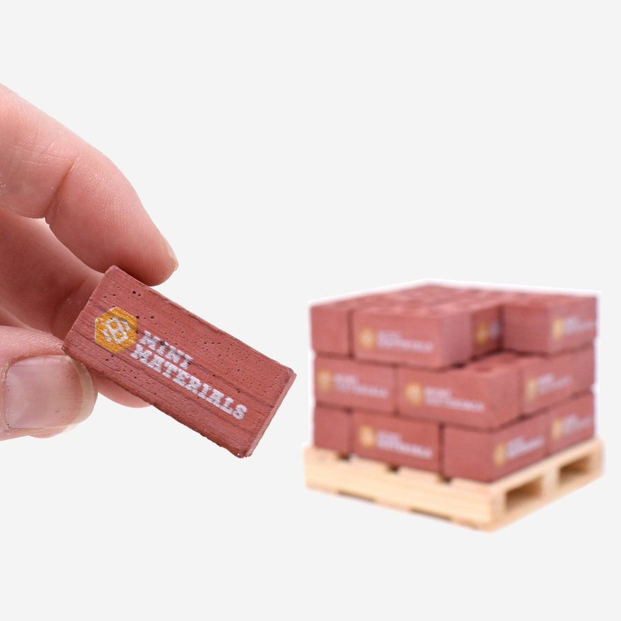 Custom Printed 1:6 Scale Mini Red Bricks on Pallet - Mini Materials