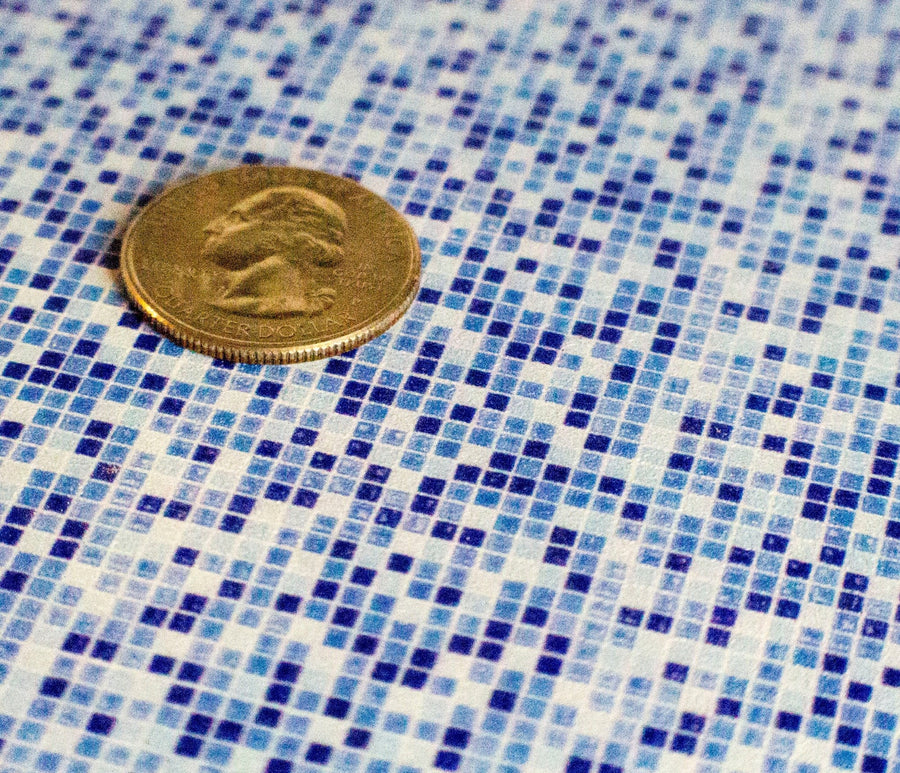 Extra Small Blue Mosaic Square Tiles Miniature Flooring Sheet - Mini Materials