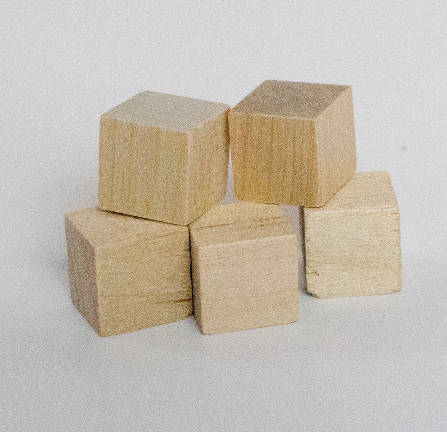 Wooden Cube- 1/2 inch (5 pack) - Mini Materials